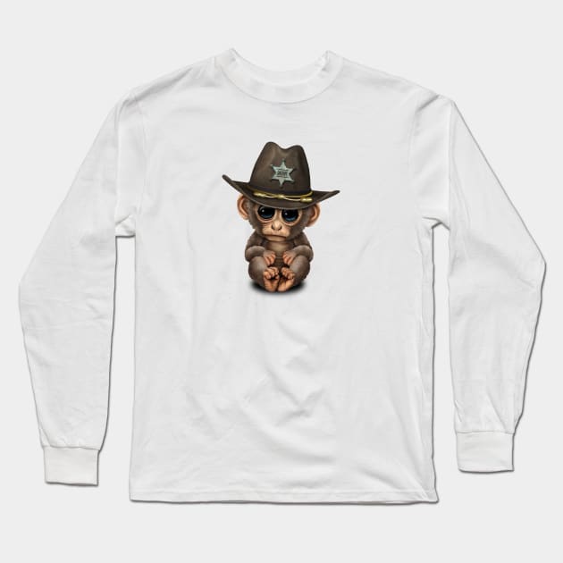 Cute Baby Monkey Sheriff Long Sleeve T-Shirt by jeffbartels